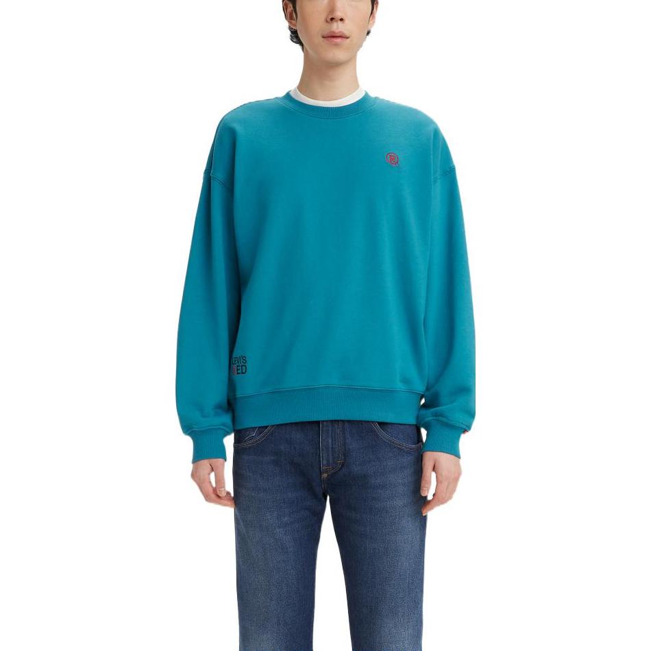 Levis Crew Neck Letter Embroidery Long Sleeve Sweatshirt Men sweatshirt Blue A3659-0001