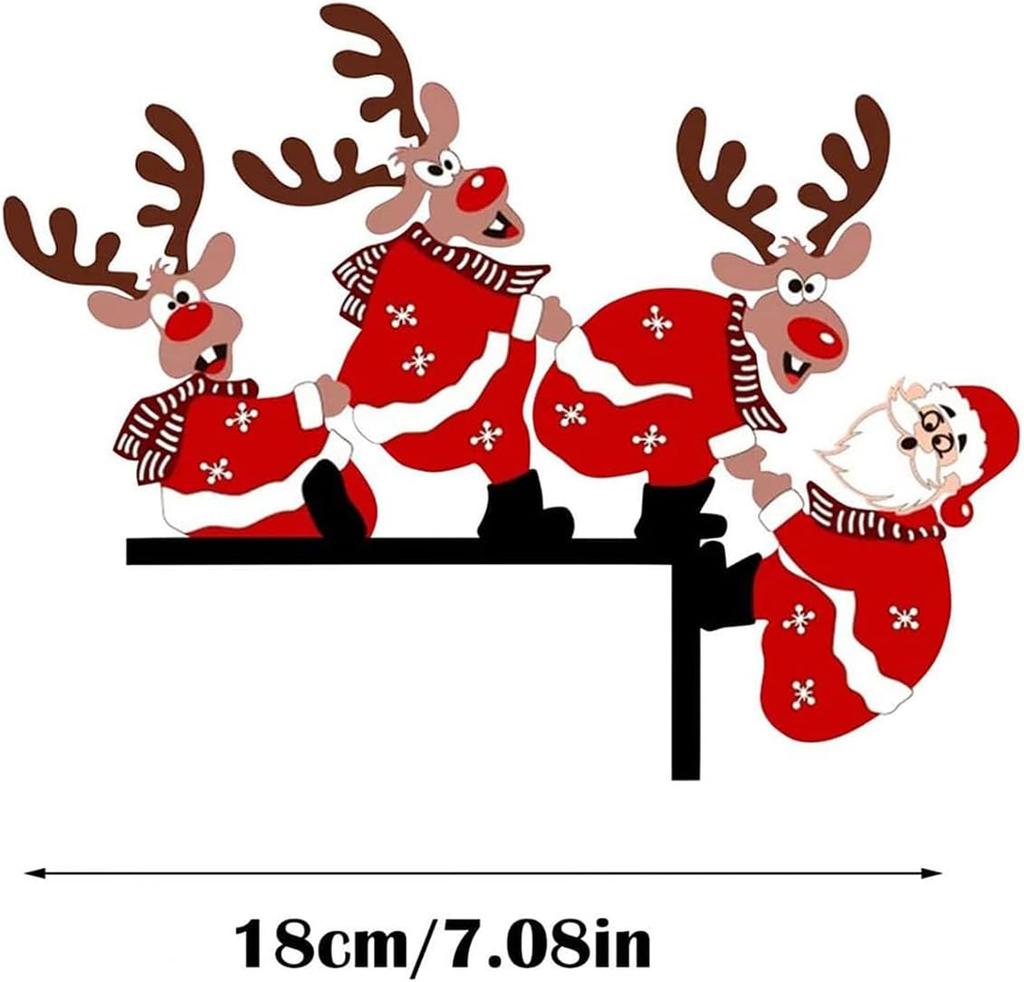 Christmas Door Corner Sign Decoration Santa Claus Deer for Home Party Right Angle