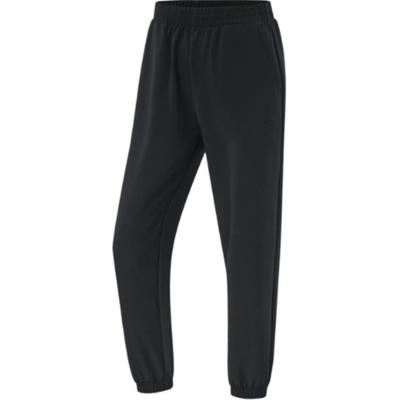 Lockere Mittelhohe Warme Fleecegefütterte Kordelzug Gestrickte Sporthosen Damen Hosen Schwarz AYKU542-1