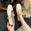 Single shoes women's summer new niche soft leather one-pedal square heel Mary Jane women's shoes