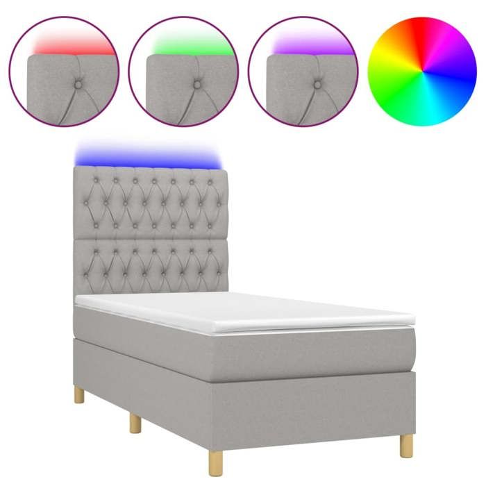 VidaXL Slat Bed Base with Mattress and LED, Upholstered Bed, Single Bed, Adult Bed for Interior Bedroom, 3135637