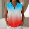 Women's Fashion Casual Print Knit Collared Sleeveless Tank Top