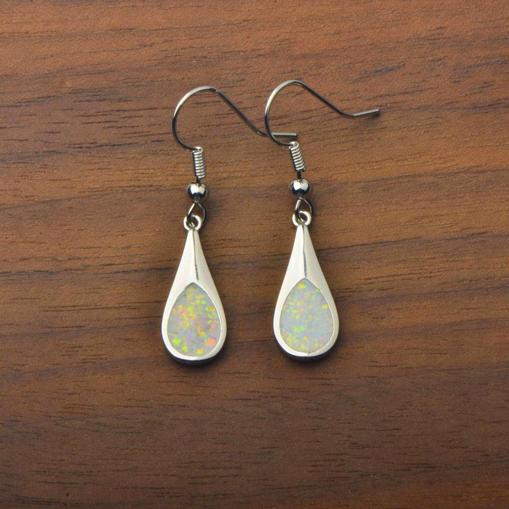 Hawaiian Ocean-Style Opal Teardrop Earrings