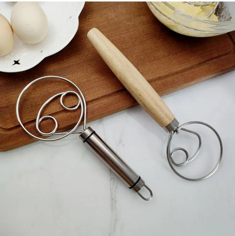 For Kitchen Utensils Kitchens Accessories Cake Pastry Baking Bread Mixer Blender Tool Stainless Steel Manual Dough Mixer Gadgets