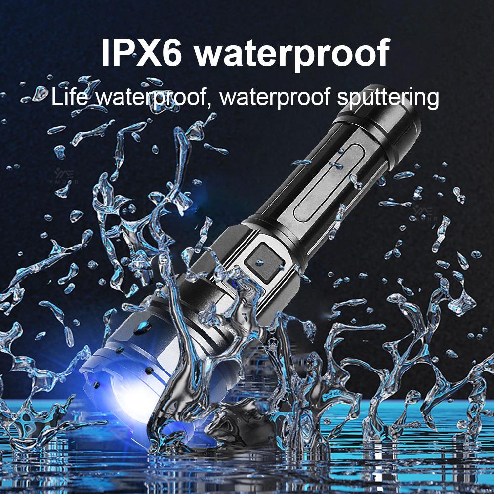 280000LM Handheld Outdoor Flashlight White Laser Torch Type-C Rechargeable LED Flashlight Durable Zoomable SOS Emergency Lamp