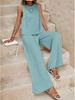 European & American Women's Fashion Set: Sleeveless Solid Top & Wide-Leg Pants 2026