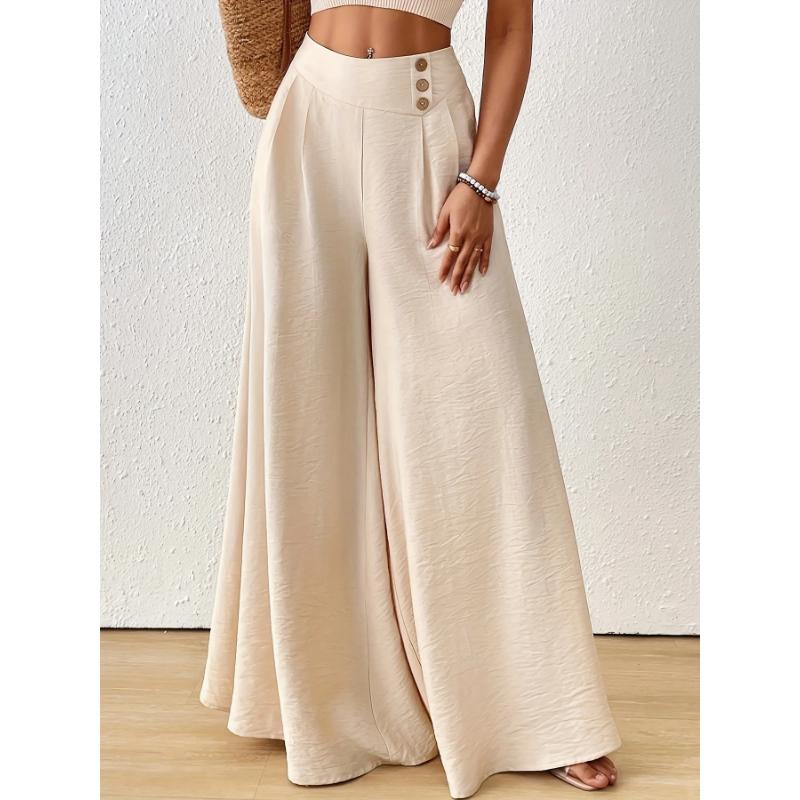 Casual Style Plus-Size High-Waisted Drapey Wide-Leg Pants for Women Summer Cotton-Linen Texture Slimming and Flattering Skirt Pants Commuting
