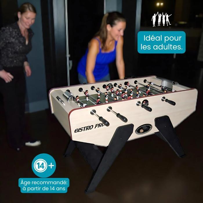 DEVESSPORT Fotbal de masă Bistro-Pro Semi-Profesional Bare Telescopice, Design Modern, Dimensiune Mare 141cm, 2 Minge Incluse