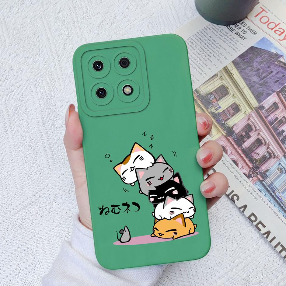 For Honor X8a X8b Cases Cute Dinosaur Leopard Print Liquid Silicone Protective Cover For Honor X8A Honor X8B 6.7 Inches Fundas