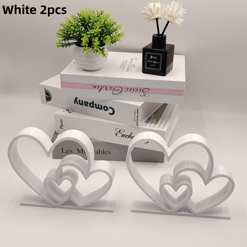 2pcs Romantic Couple Statues - Minimalist Heart-Shaped Matching Figures, Plastic Love Sculptures Suitable for Home Decor, Wedding, Anniversary Gifts