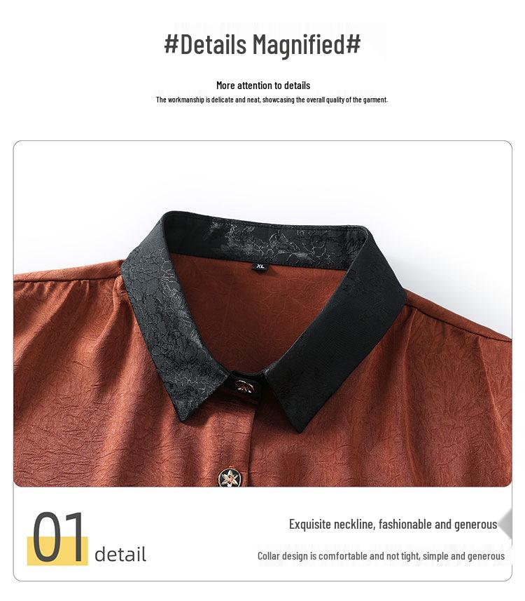 Women's Casual 3/4 Sleeve Shirt, Summer 2025, Turn-Down Collar, Slimming Top, Middle-Aged Mother's Blouse.