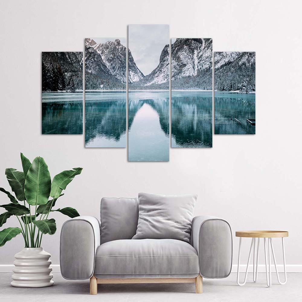 Feeby Five Piece Picture Canvas Print, Mountain Landscape