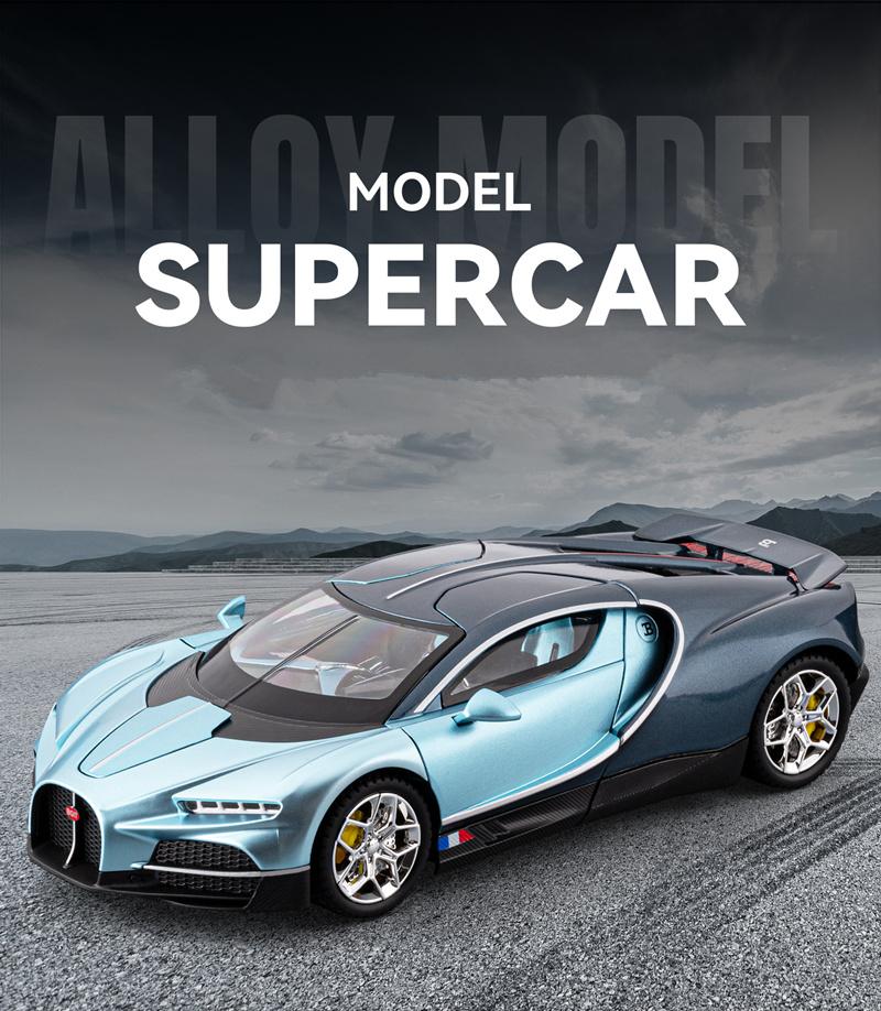 1/24 Bugatti Tourbillon Chiron Legierung Sportwagen Modell Druckguss Metall Rennfahrzeuge Automodell Ton und Licht Hohe Simulation Kindergeschenk