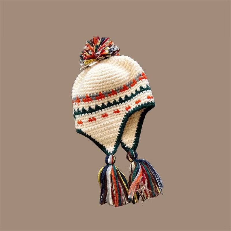 Теплая вязаная беретка для детей 48-52cm