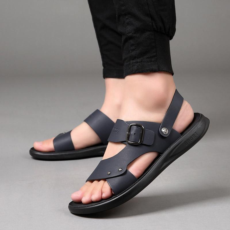 Summer Outdoor Black Leather Casual Sports Sandals Men Roman Trekking Beach Sandalias Male Breathable Design Water Sneakers