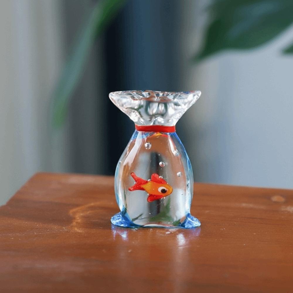 Transparent Mini Pocket Fish Ornaments Simulation Cartoon Glass Pocket Fish Figurine Handcrafted Decorative Pocket Fish Statue