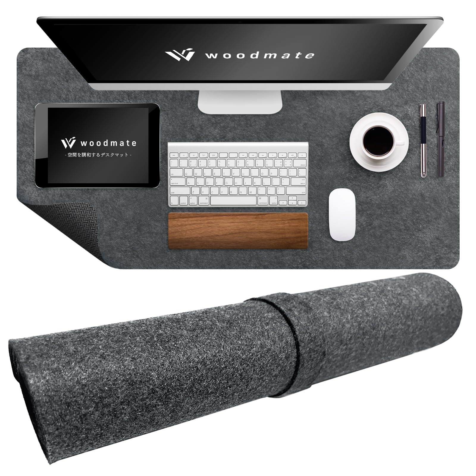 

Woodmate Felt Desk Designed by a Space with Felt and Rubber Backing Mat, Designer, (Medium Gray, Medium)