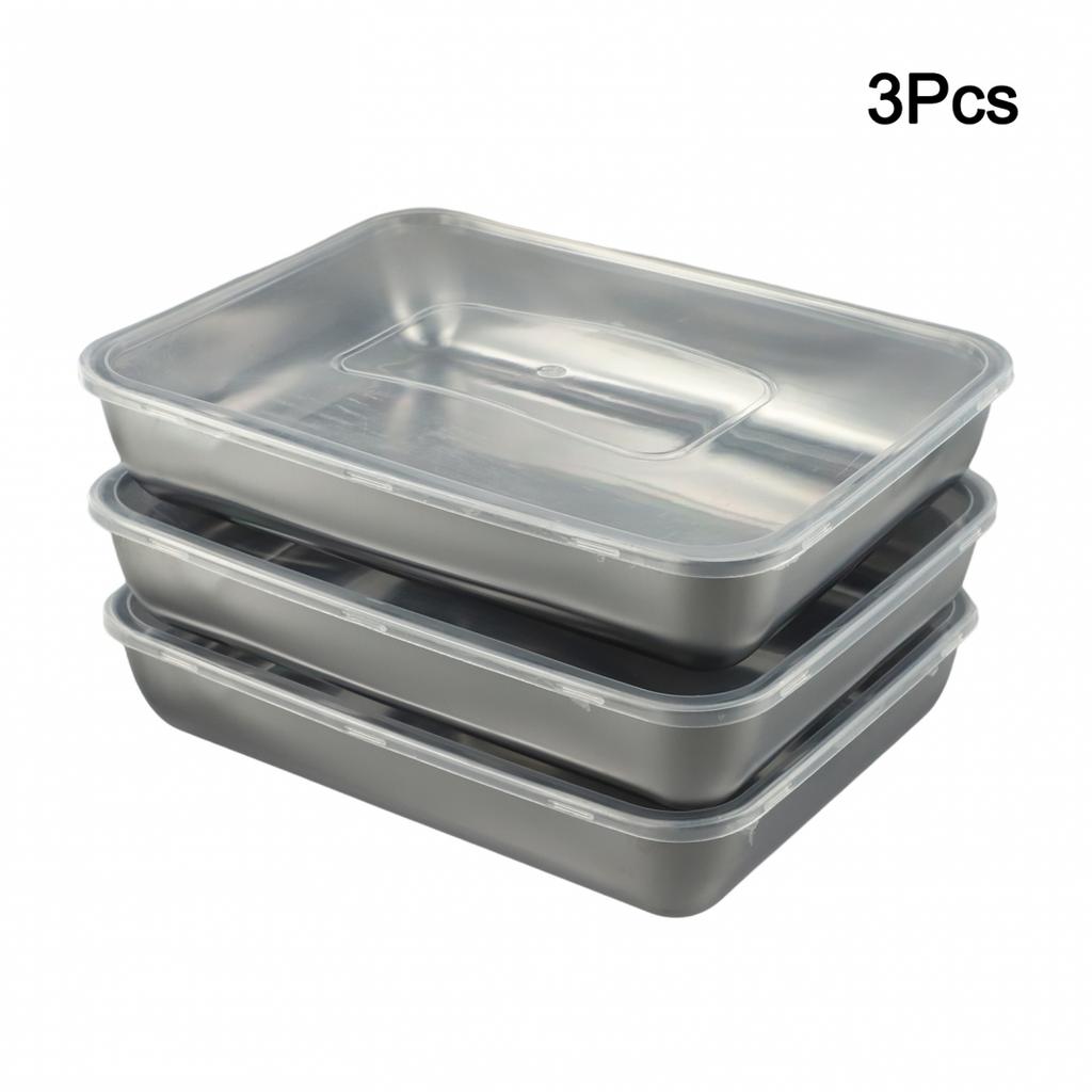 Efficiently Organized Kitchen with Stainless Steel Crisper Set of 3 PCS