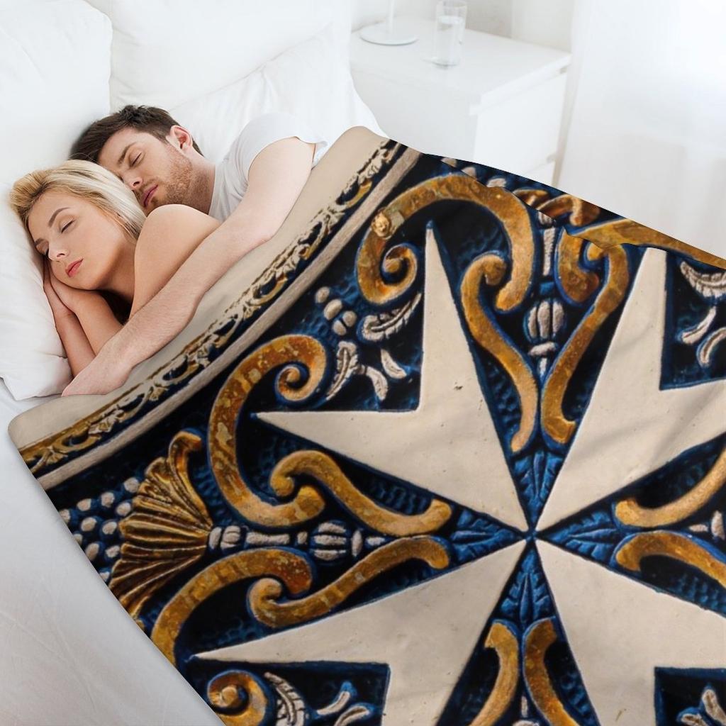 Maltese Tile Throw Blanket For Decorative Sofa Thermal Flannel Travel Blankets