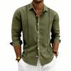 Men's Linen Washed And Creased Long-sleeved Shirt - Breathable Shirt