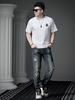 European Goods 2025 New Trendy Brand Cartoon Print Short-Sleeved T-Shirt Men's Round Neck Casual Top Summer Half-Sleeved T-Shirt