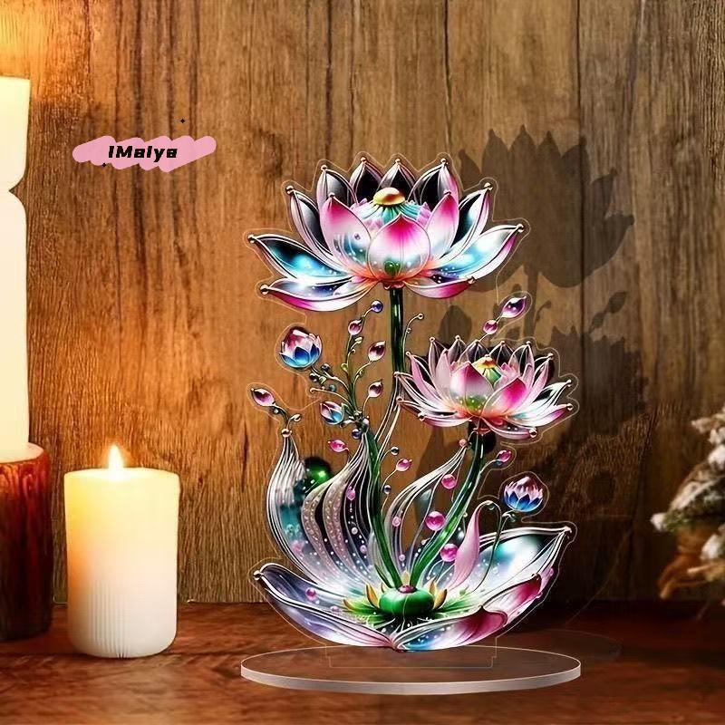 M-2D Acrylic Decor Peacock Figure Peacock Lotus Dragon Wolf Decor For Office Housewarming Gift Home Desktop Decor Lucky Ornament