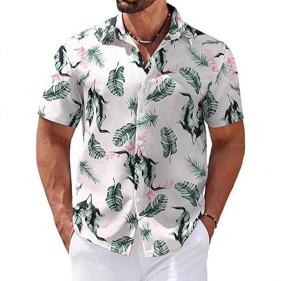 Independence Station Men'S Short Sleeve Shirt Hawaiian Beach 3D Printed Fashion Versatile Lapel Shirt