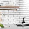 VEELIKE Waterproof Kitchen Tile Stickers, Heat Resistant, 6 Sheets, 30x30cm, Brick Pattern, White, Glossy, 3D Wallpaper Stickers, Wall Stickers, Mosai