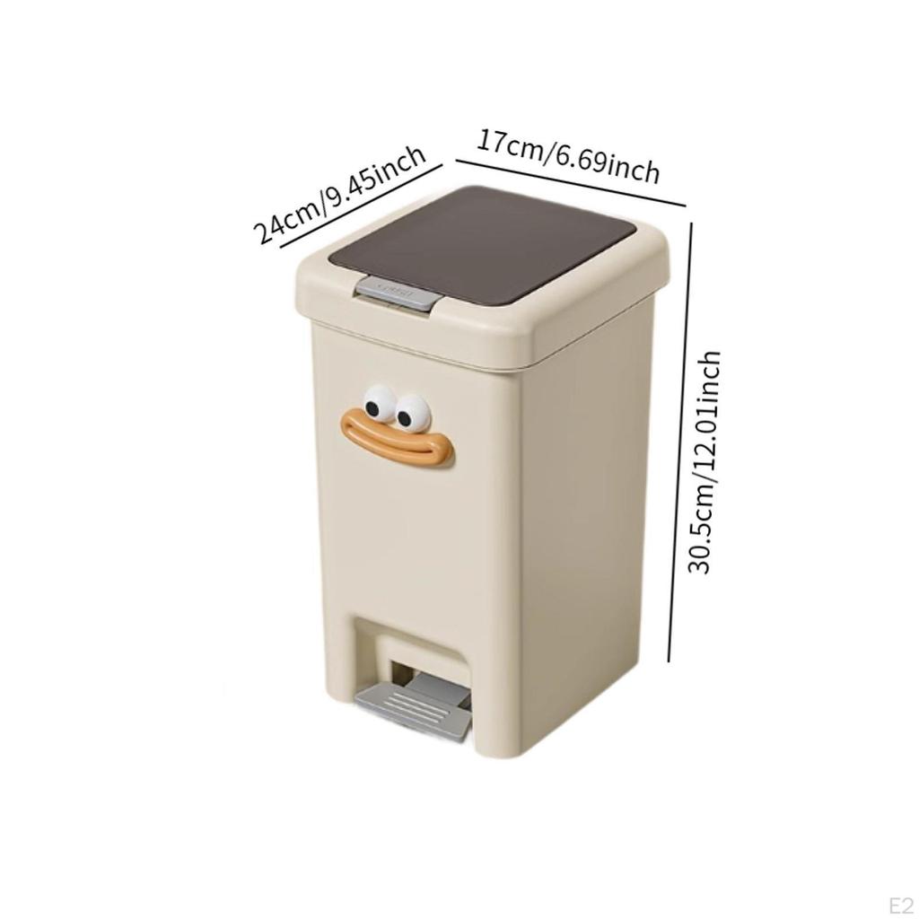 Foot Pedal Trash Bin for Home Use, Rectangle Waste Container Laundry and Office
