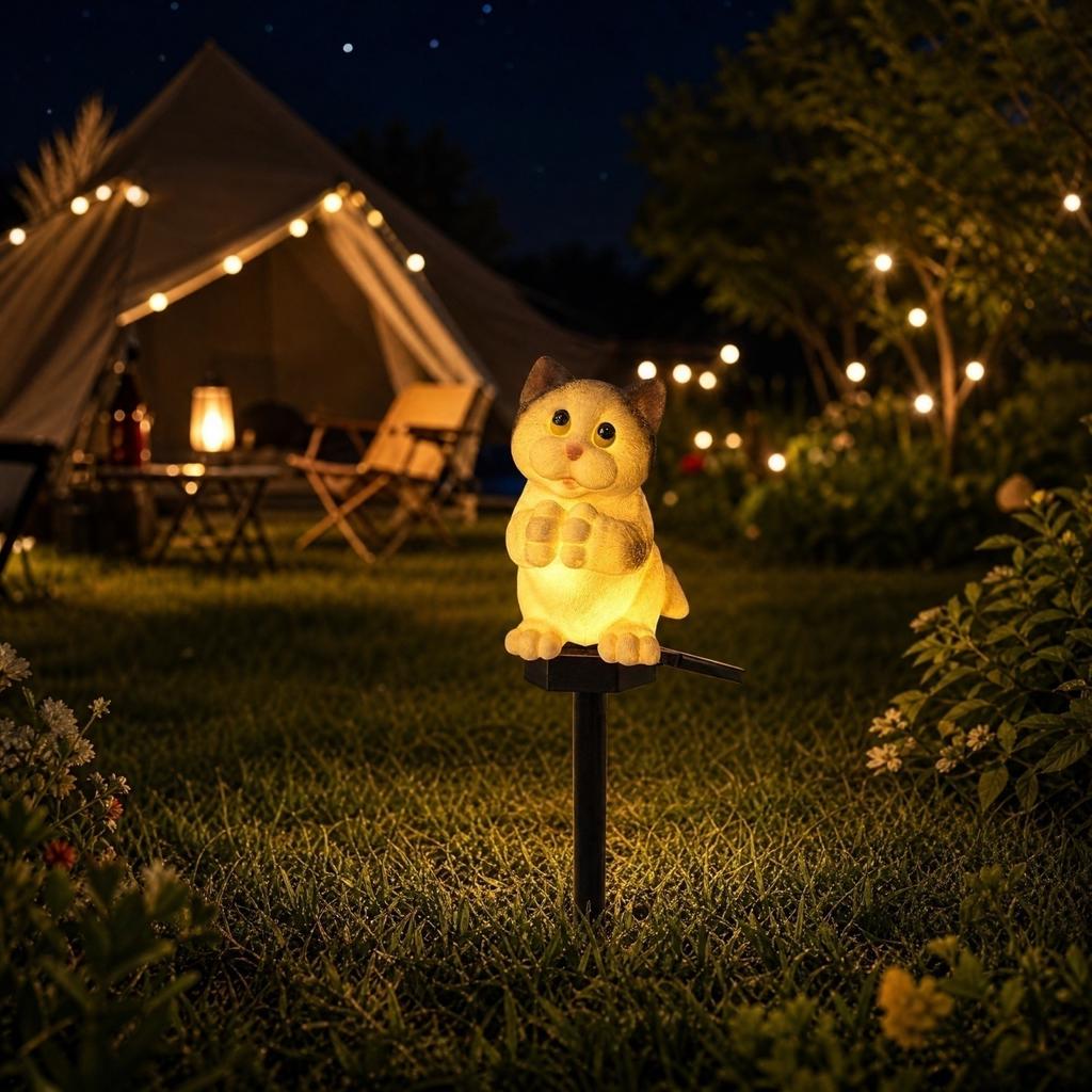 Cute Resin Garden Stake Light, Outdoor Decorative Lamp for Yard Patio and Garden