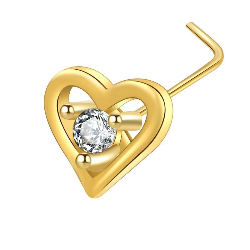 L Needle Curved Hook Thin Rod Nose Stud Zircon Devil Eye Love Nose Puncture Jewelry Nose Ring