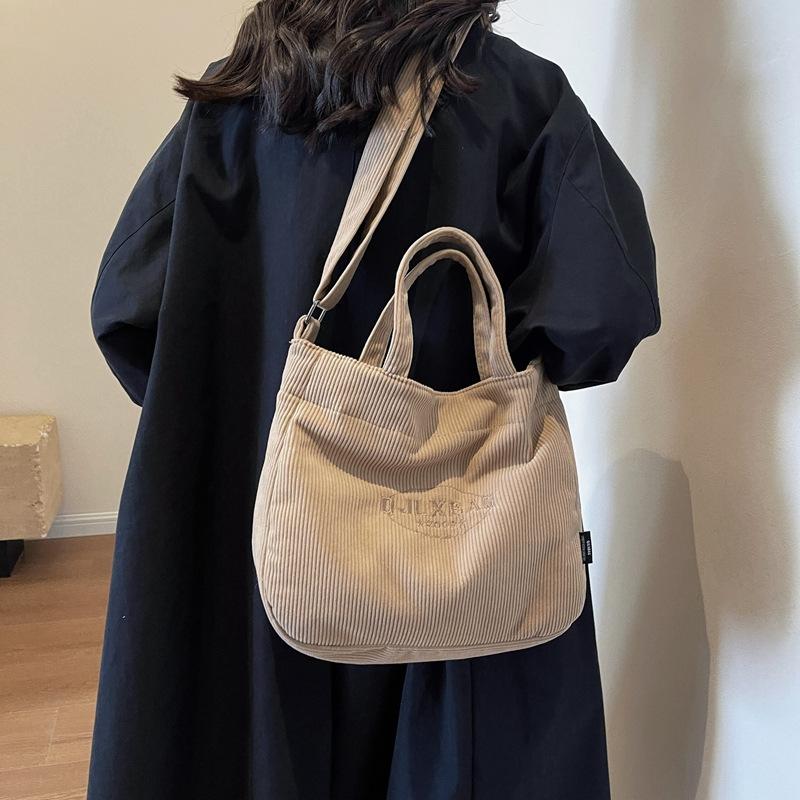 Cord-Einkaufstasche, Damen-Umhängetasche, Studenten-Umhängetasche, Damentasche, große Kapazität