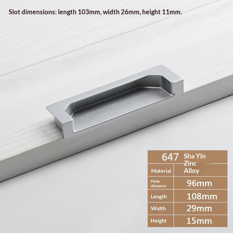 Zinklegierung Einlassbarer Klappgriff Griff Schrank Schubladengriffe Schranktür Eingelassener Öffnungsschlitz Schiebetürgriff Verlängerter Griff
