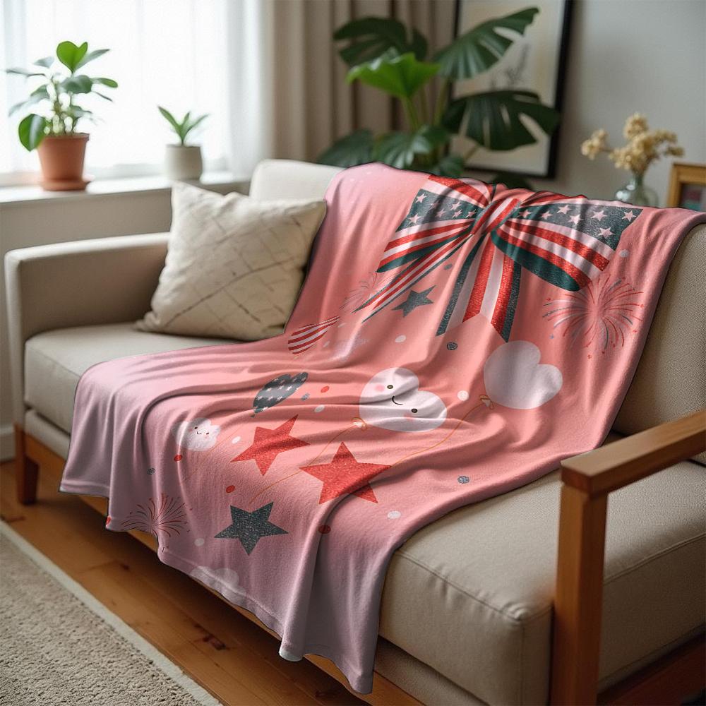 Patchwork Curved Shape Cartoon Anime Print Flannel Blanket Soft Warm Throw for Kids Bedroom Sofa Christmas Office Car