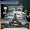 Paris Eiffel Tower Pattern Bedding Uilt Set Uilt Cover Pillowcase Home Decoration Birthday Gift (1 * Duvet Cover + 2 * Pillowcase  Without Core)86
