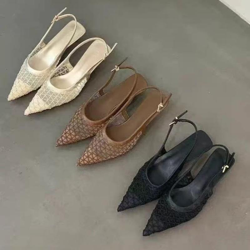 Fashion Brand Pointed Toe Pumps Women Sandals Mesh Breathable Mlues Dress Shoe Female Shallow Elegant Designer High Heels Ladies