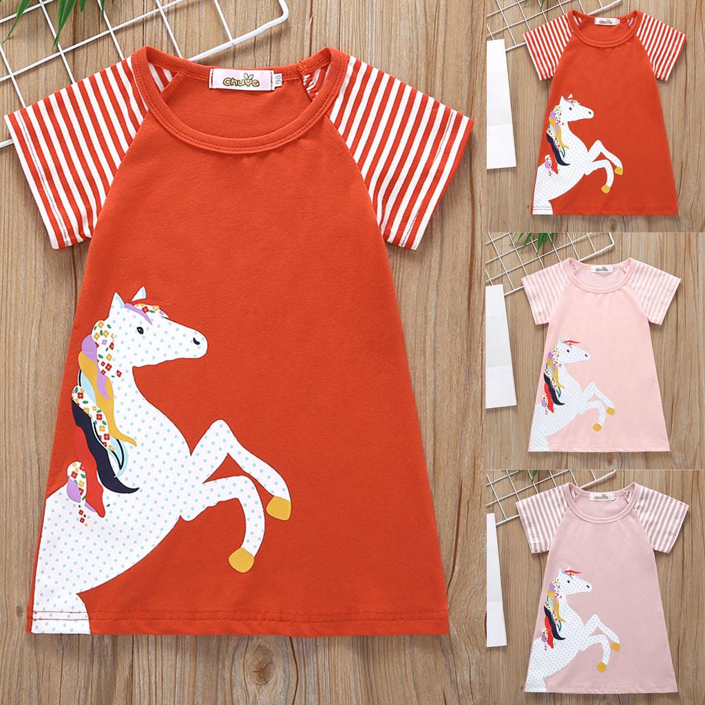 Liouhuble Toddler Baby Girl Kid Spring Clothes Horse Stripe Print Princess Party Dress Liouhuble Toddler Baby Girl Kid Spring Clothes Horse Stripe Print Princess Party Dress