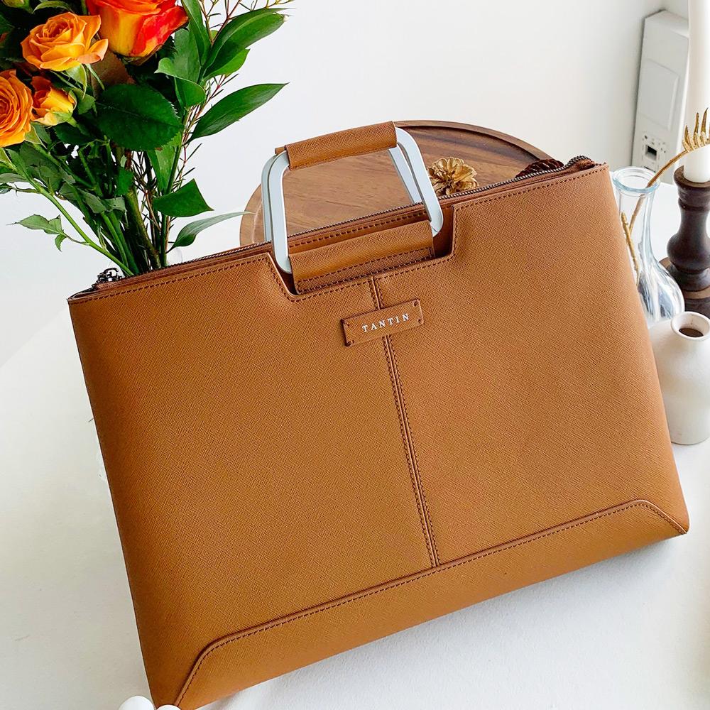 Tantin Taylor Men'S Leather Briefcase T11003 Tan / Medium