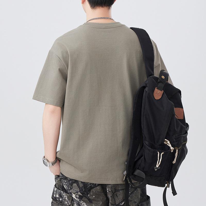 New Summer Short-sleeved T-shirt Men's Loose Round Neck Pocket T-shirt Versatile Casual Base Shirt
