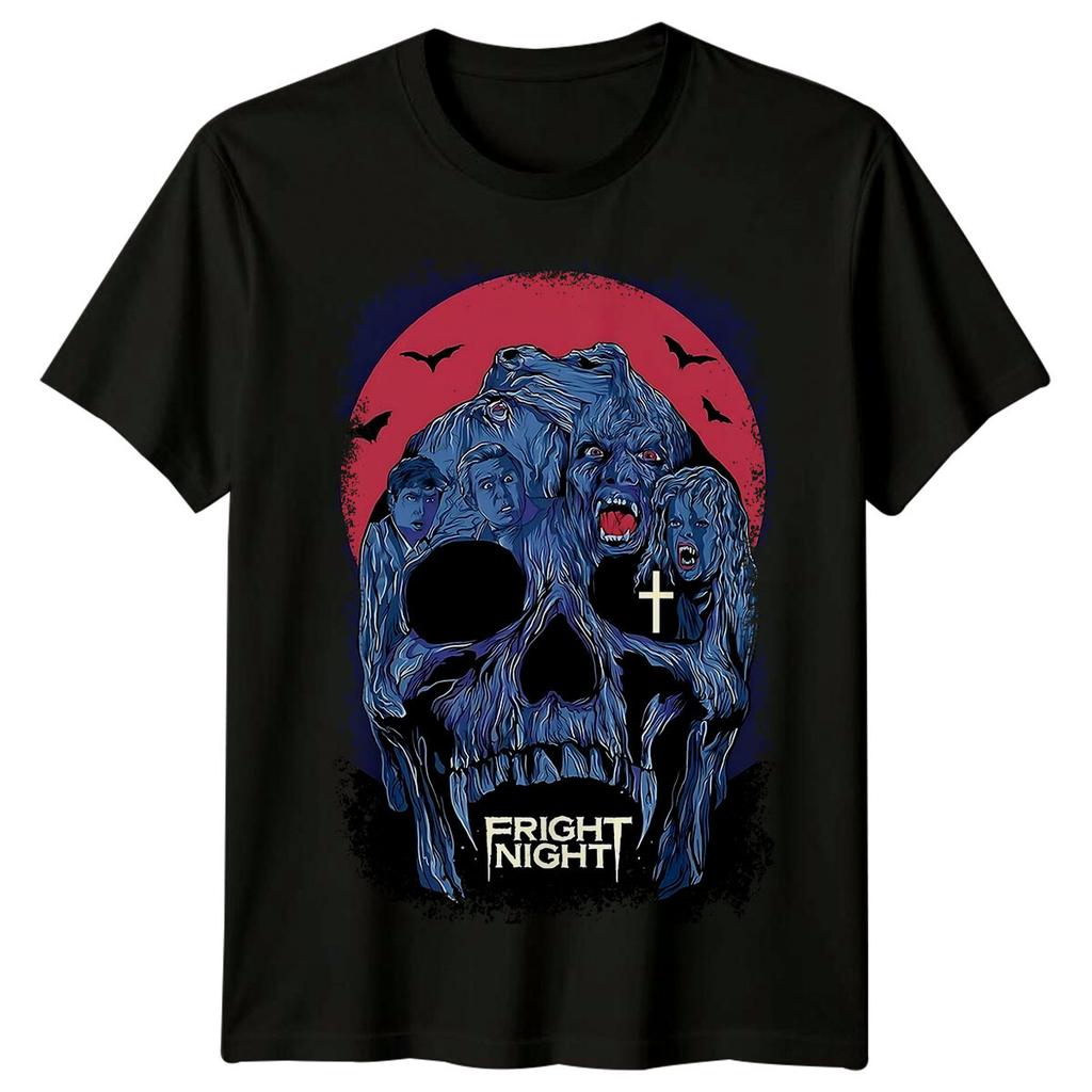 Fright Night (1985) Movie Poster Inspired 100% Cotton T-shirt Mens Tees Top Retro Classic Fans Tee Unisex