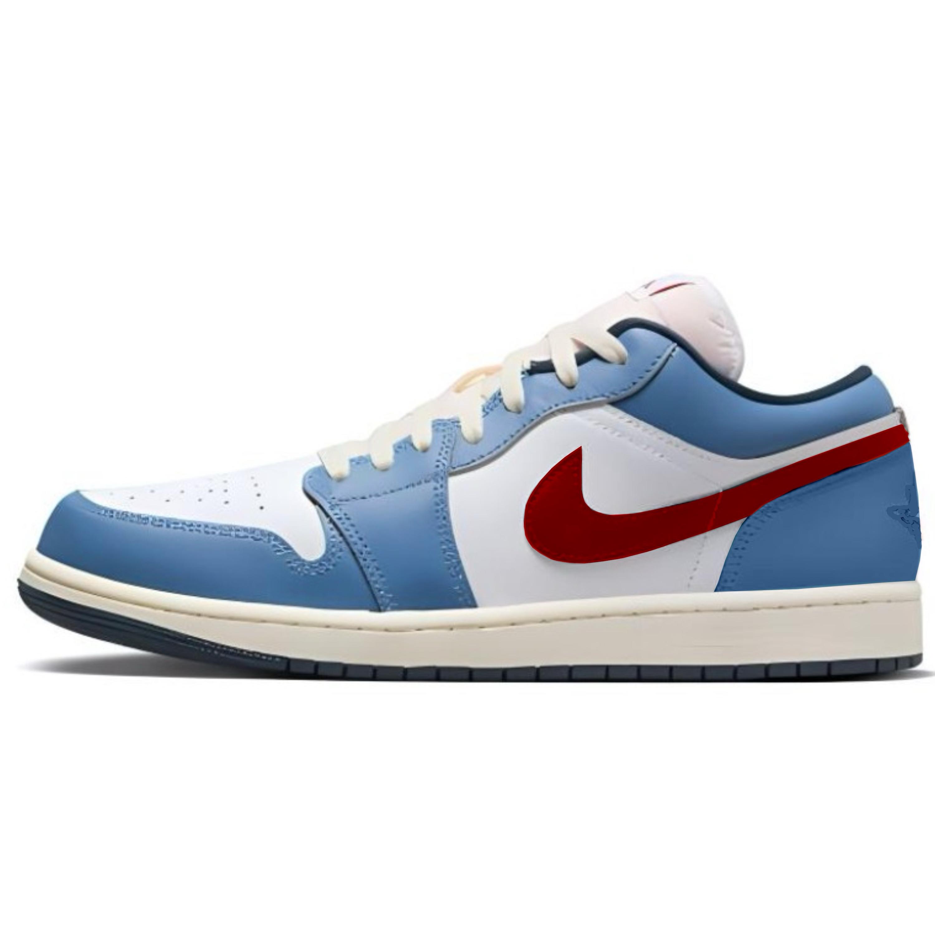 

Jordan Air Jordan 1 Low top Basketball Shoes Men s White Blue Red HM3711-144(Team-) 45