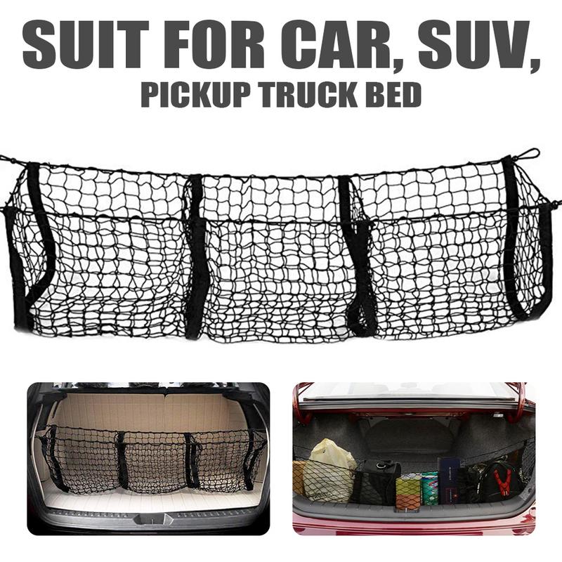 Universal Car Accessories Pickup Trucks Car Trunk Net Bag Three Grid Luggage Three-Dimensional Net