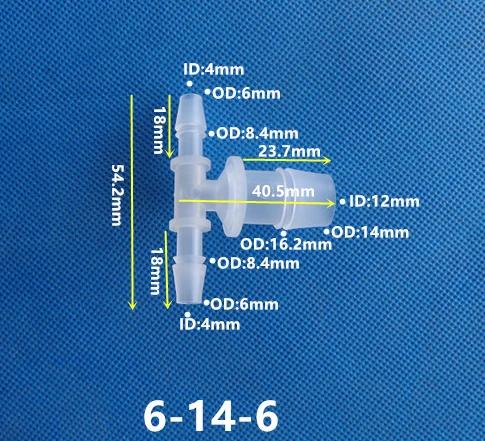 OD 1.6mm-20mm Plastic Equal Diameter Tee T-shaped Connector Pagoda Hose Barb Tee Hose Connector Multiple Specifications