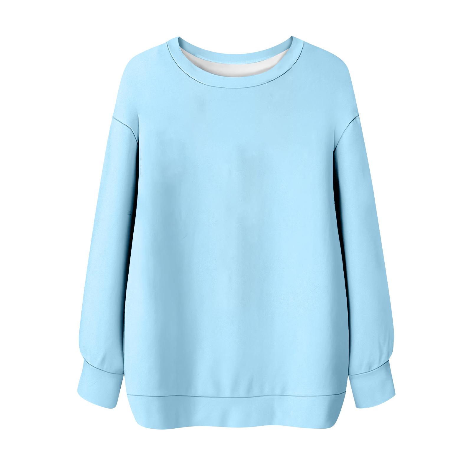 

Women s Solid Color Round Neck Long Sleeved T-shirt Sweatshirt Top XXL