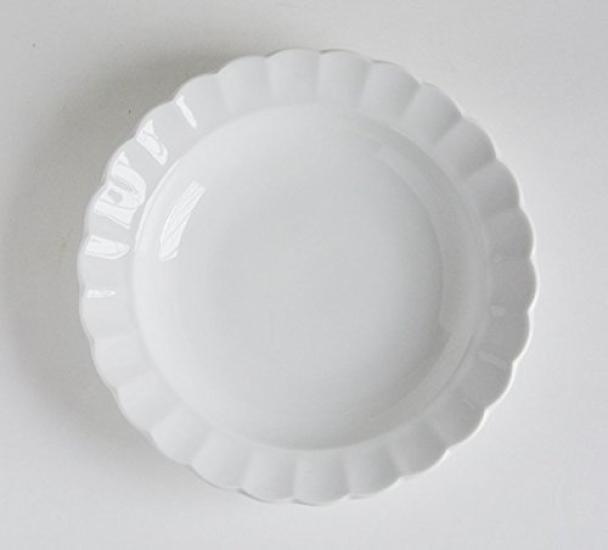 Set of 5 White Dinnerware Floral Reinforced Tiara Pure for and Curry Plates, Shape, Shatter-Resistant, Porcelain, White, Ruffled, 23cm, Pasta, Soup,