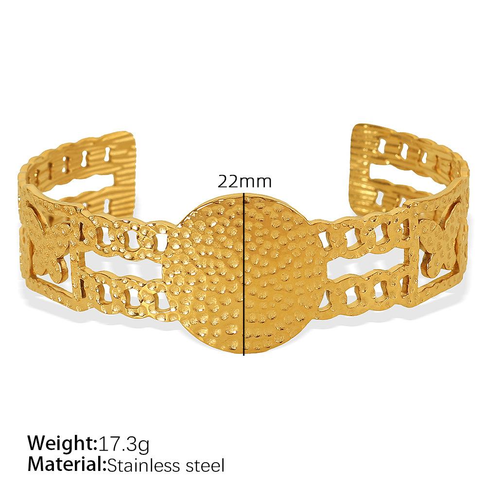 Vintage Titanium Steel Bracelet Hollow Gold Decoration
