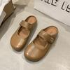 Mary Jane bag head half slippers women's outer wear spring and summer new inner height increase flat bottom Velcro drag