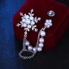 Diamond Studded, Ice Flower Pearl Snowflake Tassel Brooch, Women's Chain Snowflake Chest Flower, Korean Version Brooch, Pendant Accessories