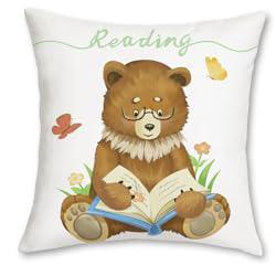 Home Decor Animals Reading: Cute Pet Bookish Pillow Covers Pattern Cushion Cover Suitable For Sofa Bedroom Car Pillow Cover