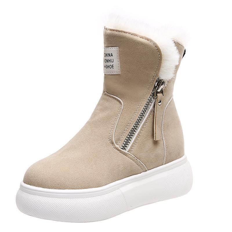 

Короткие женские ботинки на толстой подошве с круглым носком и плюшевой подкладкой на губчатой подошве 38 хаки